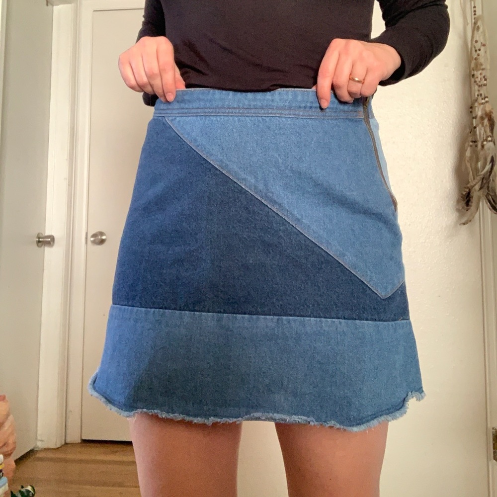 Denim Patchwork Skirt